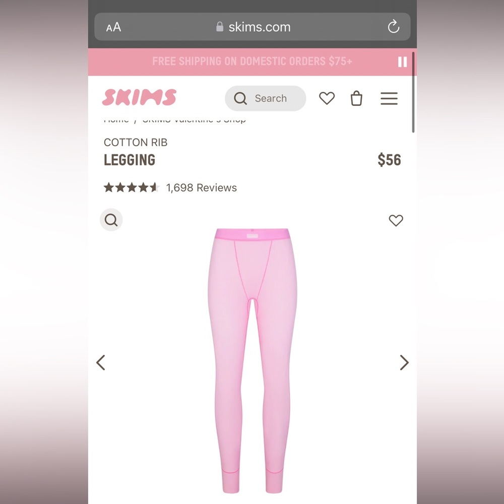 NWT skims cotton rib legging bubblegum